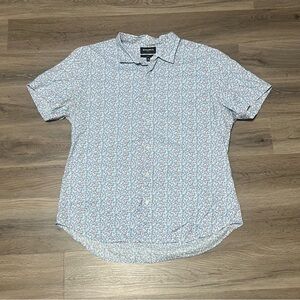 Bonobos XXL Button Up Shirt Blue Floral Slim Fit Short Sleeve Cotton Stretch
